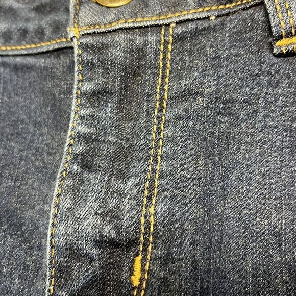 Eddie Bauer Dark Wash Curvy Bootcut 5-Pocket Tan Contrast Stitching Jeans-Size 8 - Picture 12 of 16